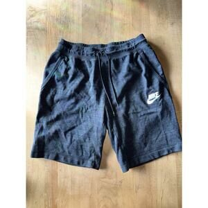 Nike Shorts Mens Medium Gray Heather Zip Pocket Drawstring Athletic Swoosh Logo